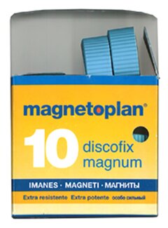 Магниты Magnum, d=34х13мм, сила 2кг, 10шт./уп. синие, карт. уп