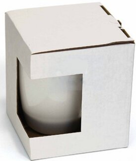 Коробка для кружки (100*100*110мм), белая, с прям. угл. окном 70*70мм (упаковка 100 шт)