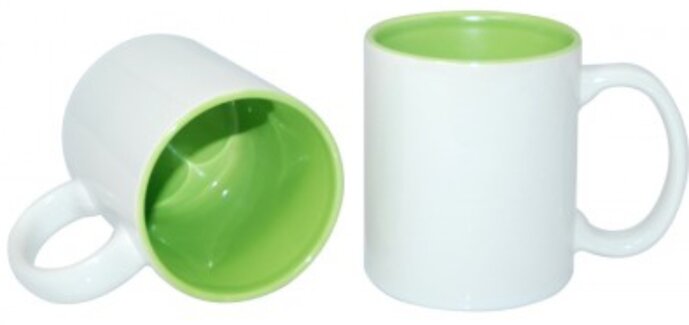 Кружка для термопереноса (сублимации) двухцветная B11N-09, светло-зеленая внутри