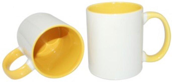 Кружка для термопереноса (сублимации) B11T-03Th, желтая внутри и желтая ручка