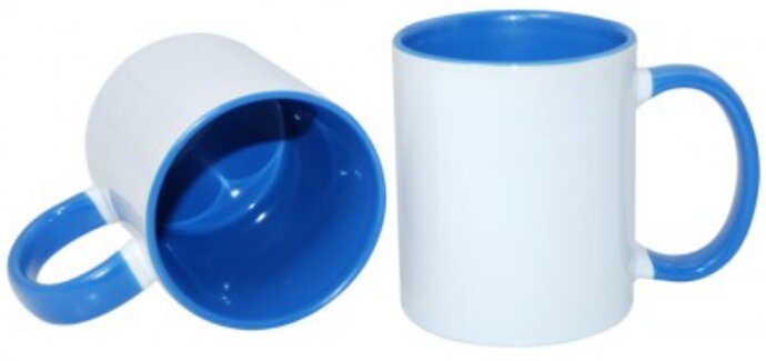 Кружка для термопереноса (сублимации) B11T-07TH, голубая внутри и голубая ручка