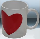 Кружка для термопереноса (сублимации) хамелеон B3CH, белая с изменением цвета красное сердечко