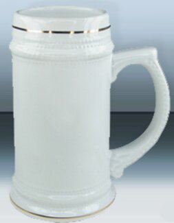 Кружка пивная для термопереноса (сублимации) B922 К, белая с золотым ободком