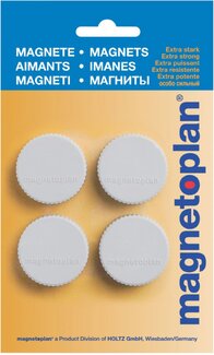 Магниты Magnum, d=34х13мм, сила 2кг, 4шт./уп., белые, в блистере