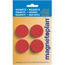 Магниты Magnum, d=34х13мм, сила 2кг, 4шт./уп., красные, в блистере