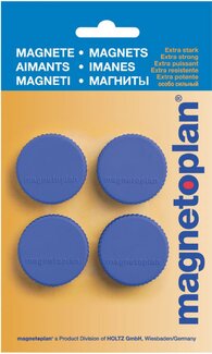 Магниты Magnum, d=34х13мм, сила 2кг, 4шт./уп., синий, в блистере