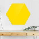 Доска стеклянная магнитно-маркерная шестиугольная Askell Hexagon желтая, 120 см.