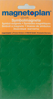 Магниты символьные, d=15мм, круглые, 30шт, зеленые, д/планингов 1253105