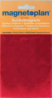Магниты символьные, d=15мм, круглые, 30шт, красные, д/планингов 1253106