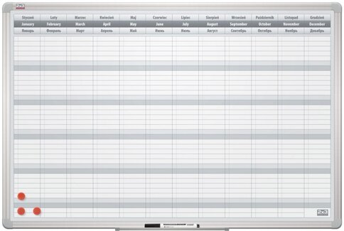 Доска планер ''на год'', маркерная, магнитная, лакированная поверхность, 90х60, TP005, 2X3