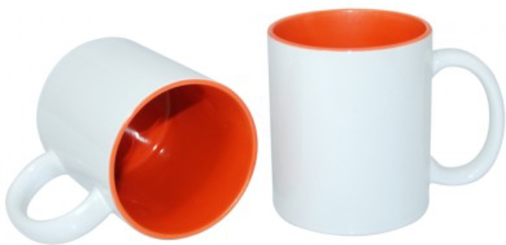 Кружка для термопереноса (сублимации) двухцветная B11N-04, оранжевая внутри