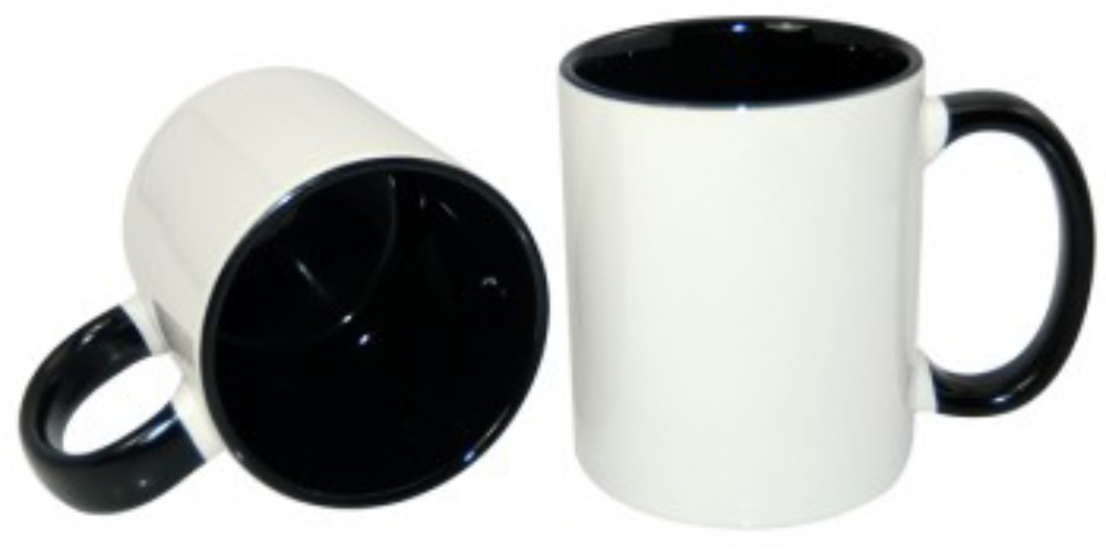 Кружка для термопереноса (сублимации) B11T-02, черная внутри и черная ручка
