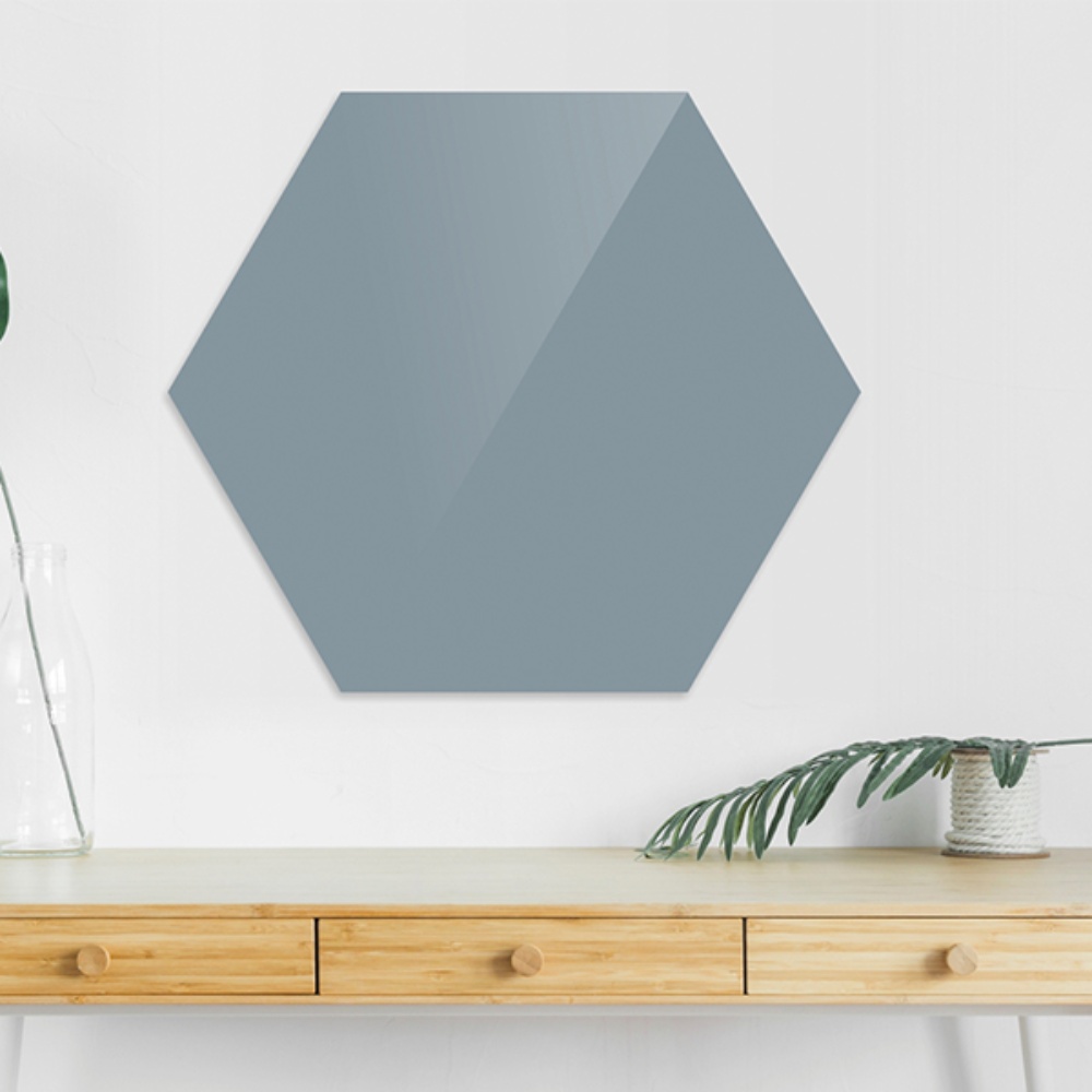 Доска стеклянная магнитно-маркерная шестиугольная Askell Hexagon агатовая серая, 45 см.