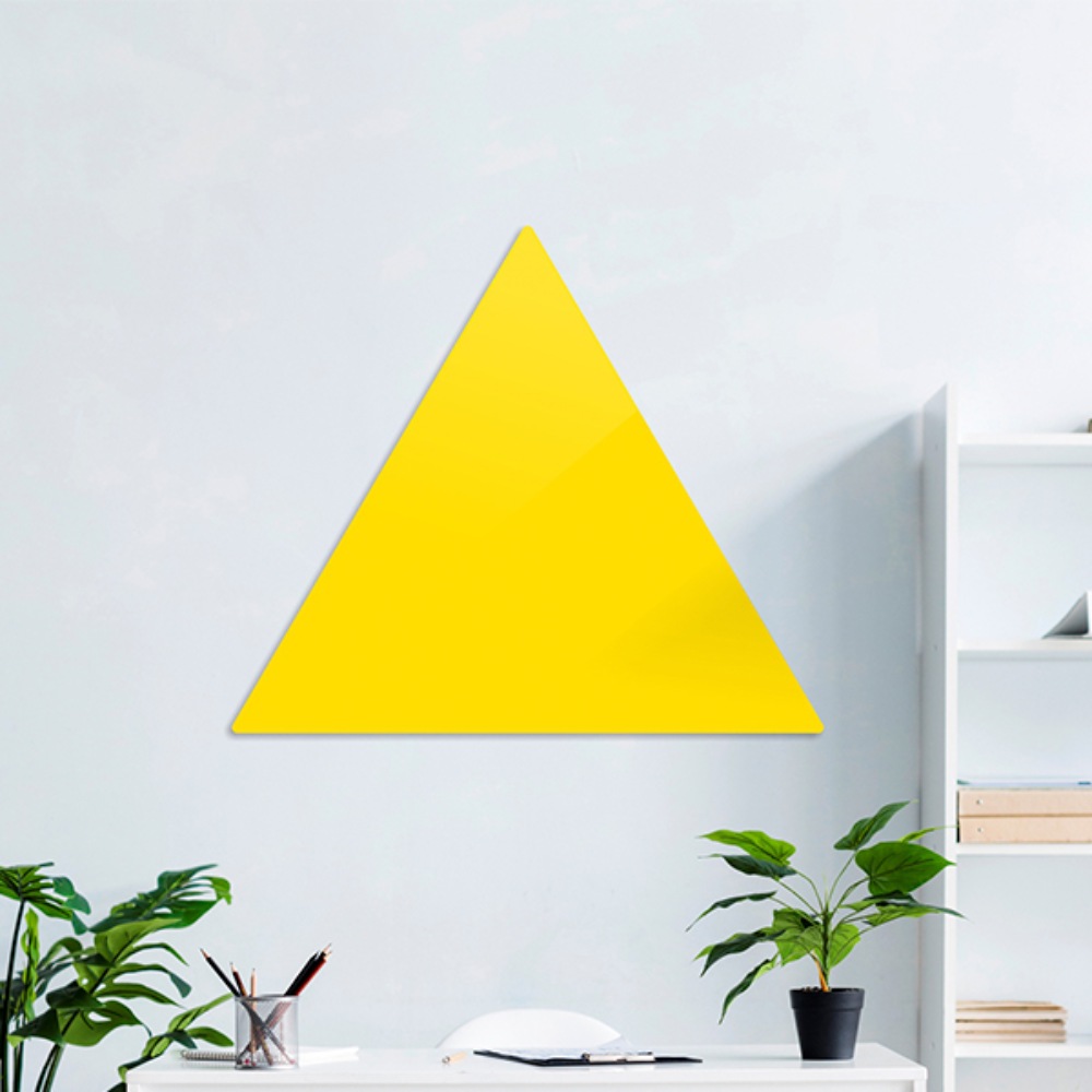 Доска стеклянная магнитно-маркерная треугольная Askell Triangle желтая, 90 см.